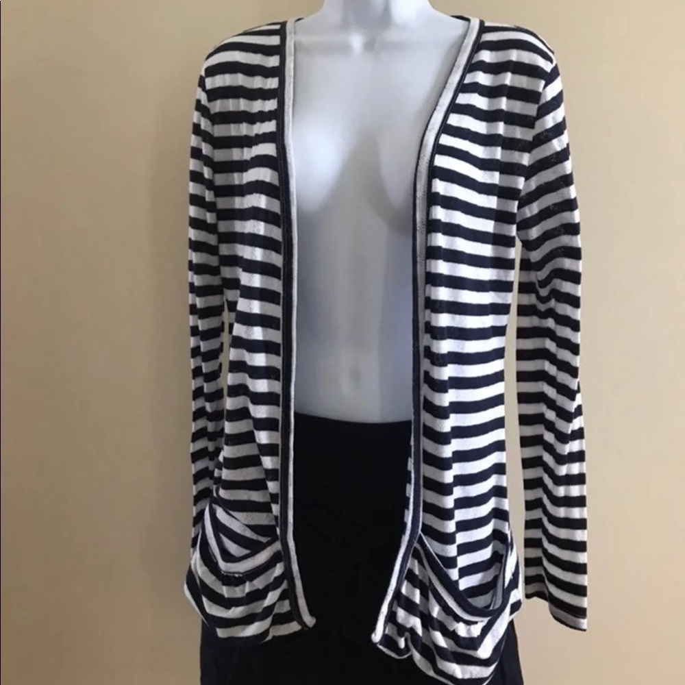 Fleurish Women’s Stripe Sweater Blue & White Sz XL